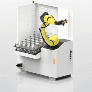 Agile Flex 12P robotic automation solution functioning as an automated loading system for CNC machines with an integrated load robotic system.