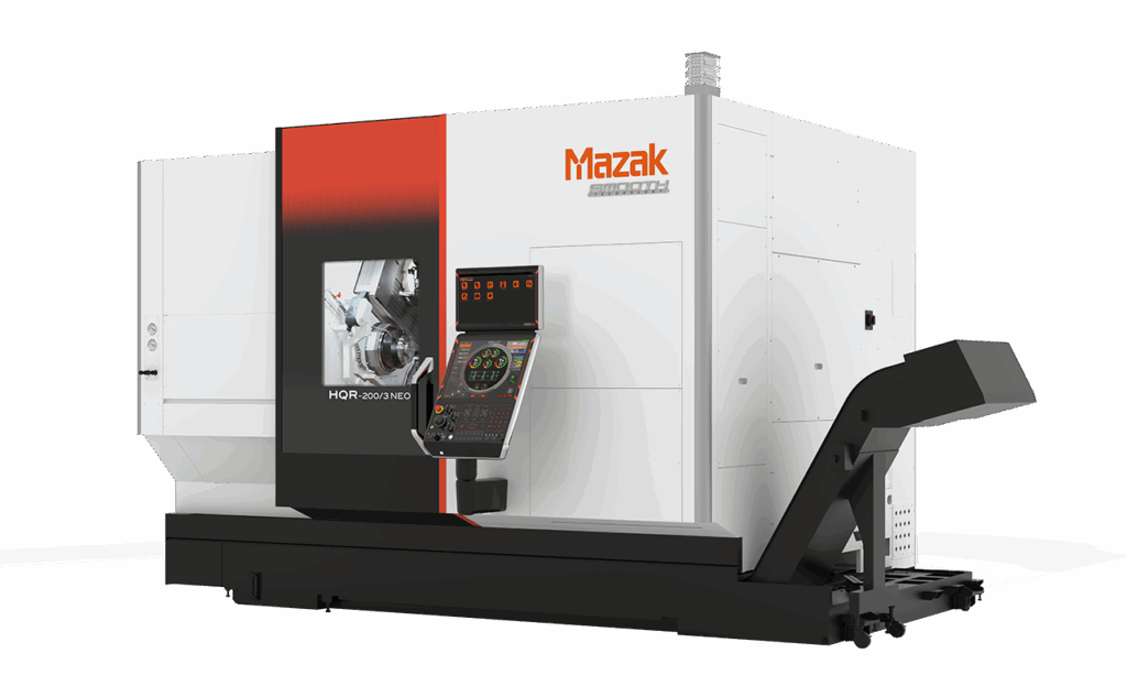 Mazak HQR-200 NEO turning CNC machine with multi-channel CNC system and SmoothG control delivers efficient, high-precision CNC turning for complex parts.
