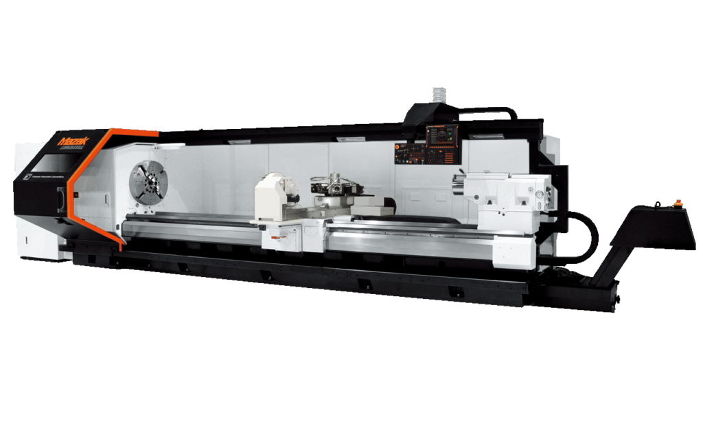 Mazak Power Master Universal heavy-duty CNC lathe with Mazatrol SmoothC control for aerospace component manufacturing and large part CNC turning.
