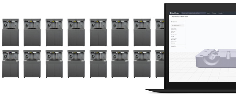 Tableau de bord du logiciel Eiger Fleet présentant la gestion centralisée des imprimantes 3D et l'intégration des flux de travail pour la fabrication additive industrielle.