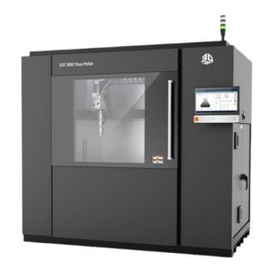 EXT 800 Titan Pellet pellet extrusion 3D printer used for high-speed 3D printing in an industrial manufacturing environment.
