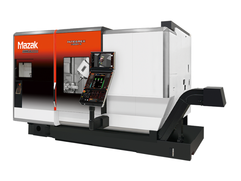 Mazak Integrex i 200H, is a 5-axis machine with multitasking machine solutions and optional SmoothAi CNC control or Surface grinding for Job shop machining equipment such as, Vertical CNC Systems and Advanced Tool Changers for contract manufacturing