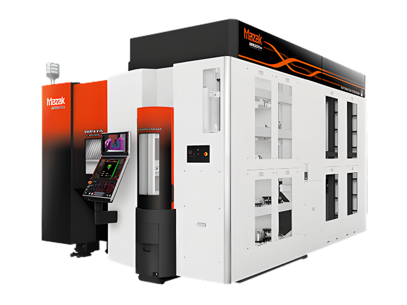 Mazak Variaxis i-300 AWC compact 5-axis vertical machining center with automatic work changer CNC and multi-surface CNC milling for high-mix part production.