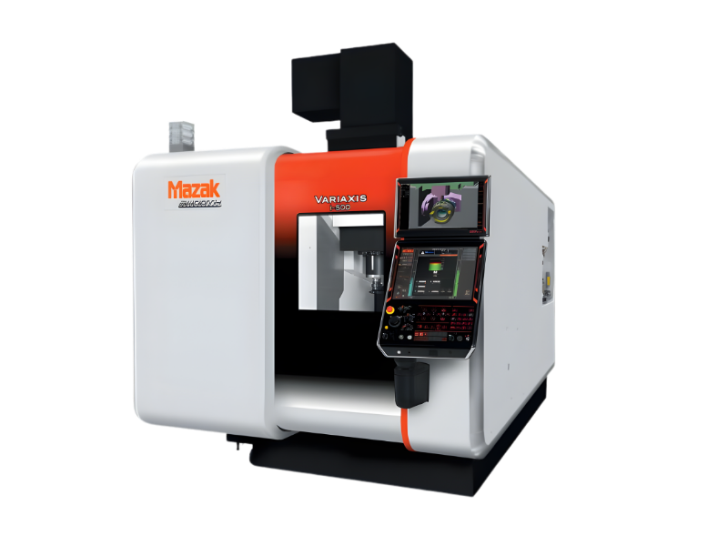 Mazak Variaxis i-500 compact 5-axis vertical machining center for multi-surface CNC milling and high-precision 5-axis CNC machining.