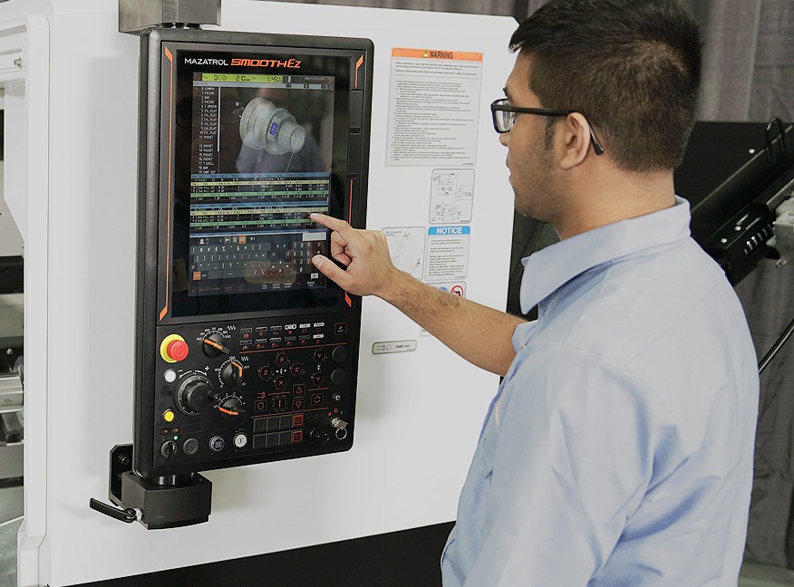 Mazak Engineer working in a job shop on the Ez series