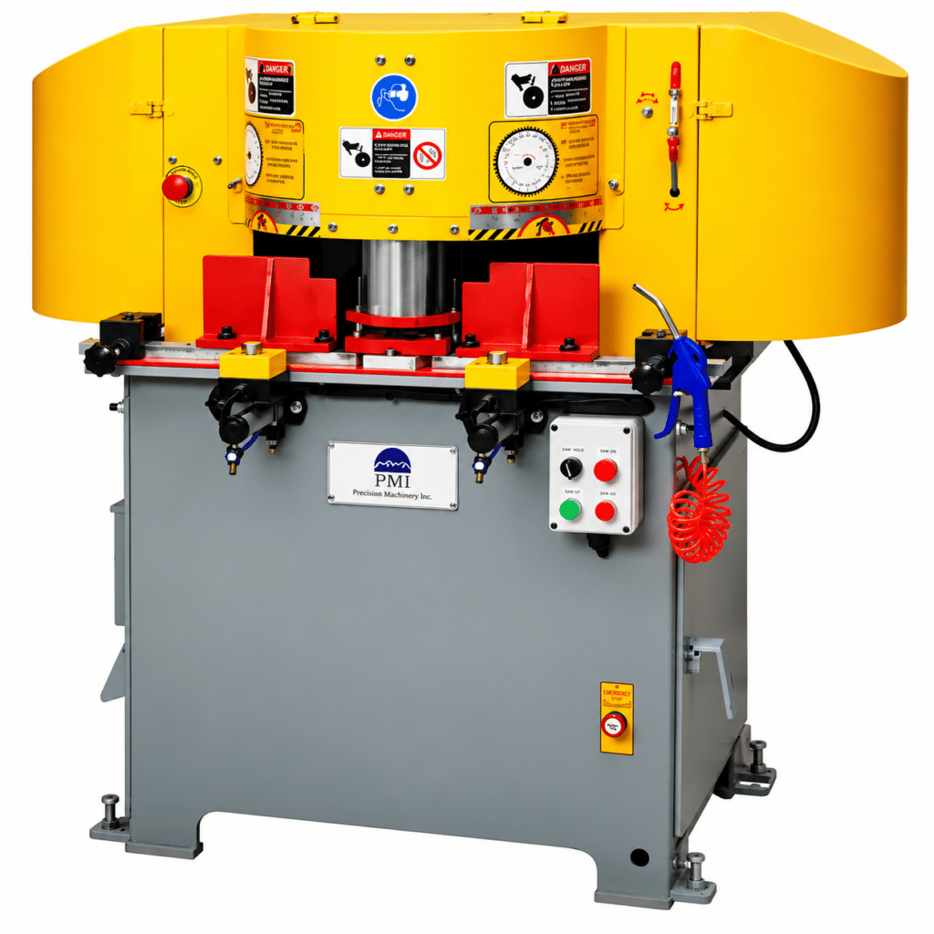 PMI-14 B-Type Framing Saw, dual head aluminum framing saw, 18 inch aluminum framing saw and twin 45 degree frame cutting saw.