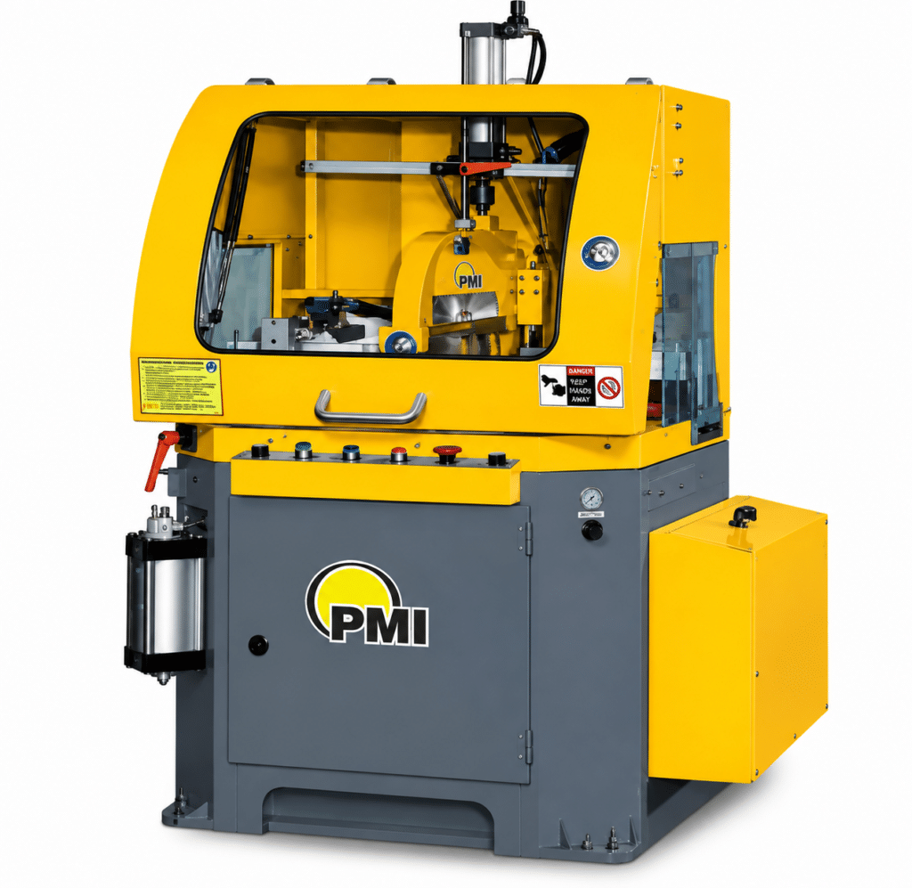 PMI-20 30 CNC Auto Miter Upcut Saw, 30 inch CNC aluminum miter saw, large profile automatic miter saw, and hydraulic feed aluminum upcut saw.