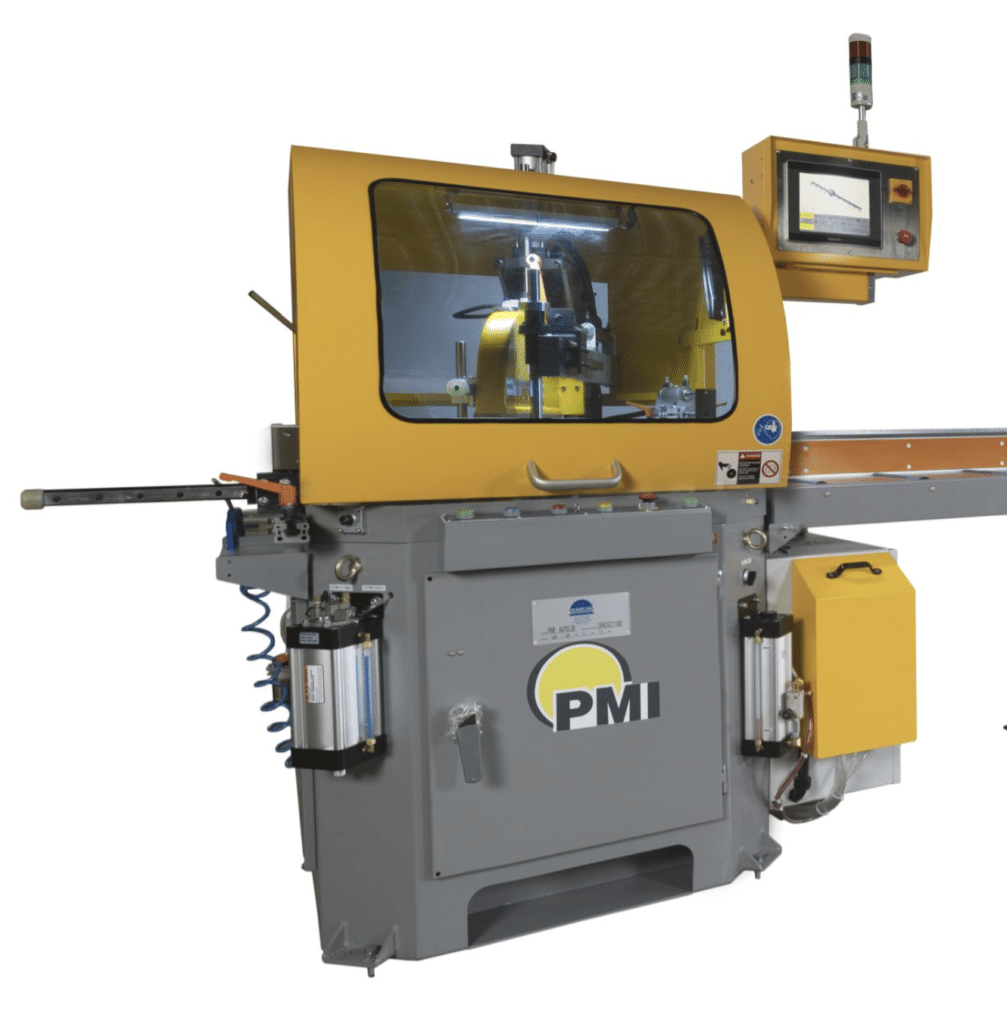 PMI-20 CNC Auto Miter Upcut Saw, aluminum miter upcut saw and PMI profile miter saw for automated aluminum extrusion cutting.