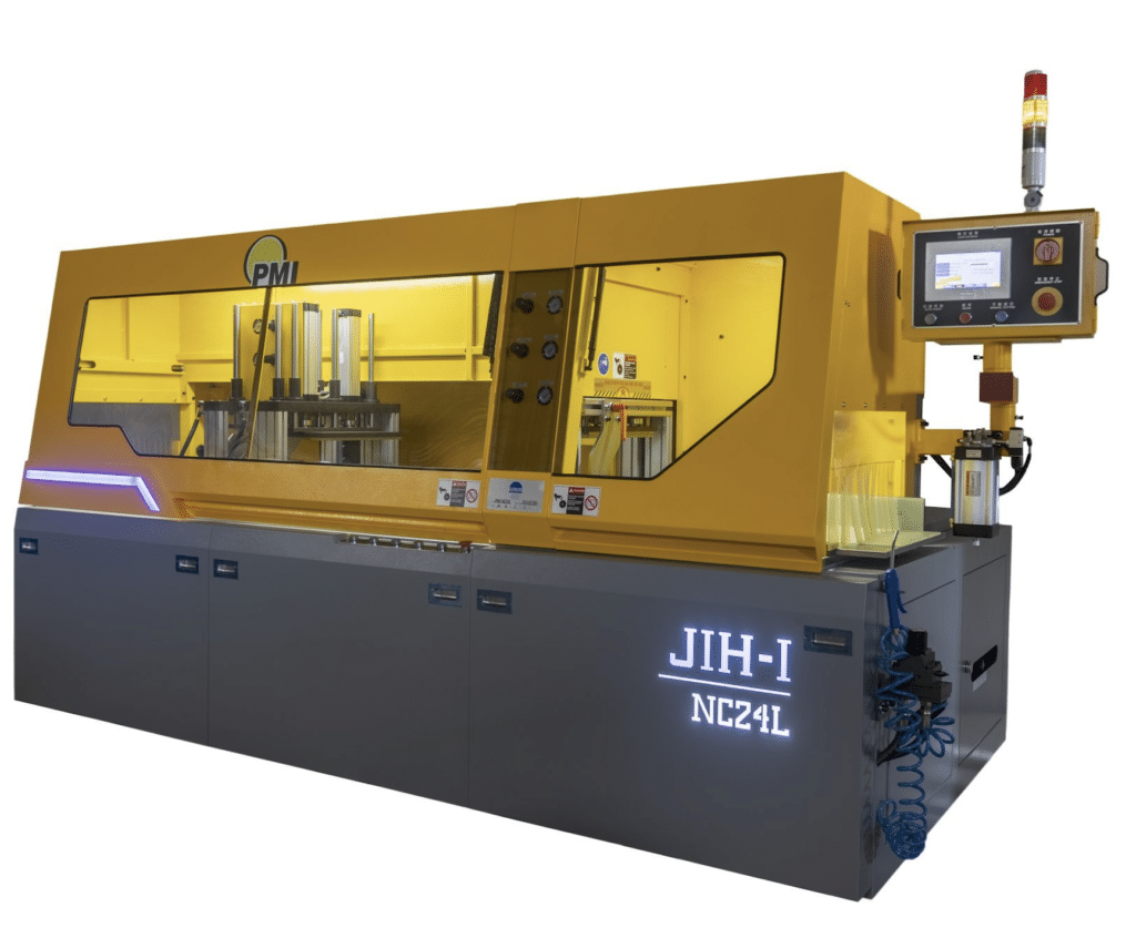 PMI-NC24 L-Type Fully Automatic Saw, automatic aluminum profile saw, 55 inch servo index aluminum saw and variable speed nonferrous cutoff saw.