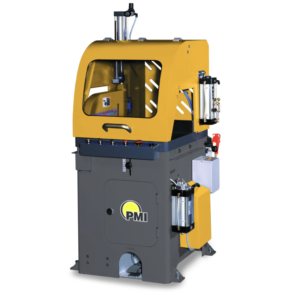 PMI-18 Upcut Saw, semi automatic aluminum upcut saw, 18 inch extrusion cutoff saw and straight cut nonferrous saw.