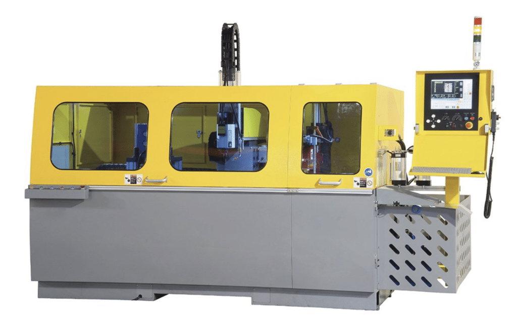 PMI-CNC 18 MDS Machining and Saw Center for aluminum extrusion machining, CNC drilling, milling and sawing, and automatic profile processing.