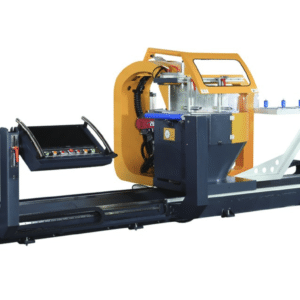 PMI-T5 CNC Automatic Double Head Compound Miter Upcut Saw, CNC double head aluminum saw, compound angle extrusion saw and automatic frame cutting machine.