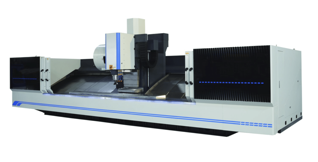 PMI-CNC H-Type 3-Axis Profile Machining Center for long aluminum extrusion machining, CNC drilling and milling, and ferrous and nonferrous profiles.