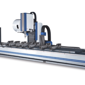 PMI-CNC M-Type 3-Axis Profile Machining Center for CNC metal profiles, long profile drilling and milling, and steel and aluminum profile machining.