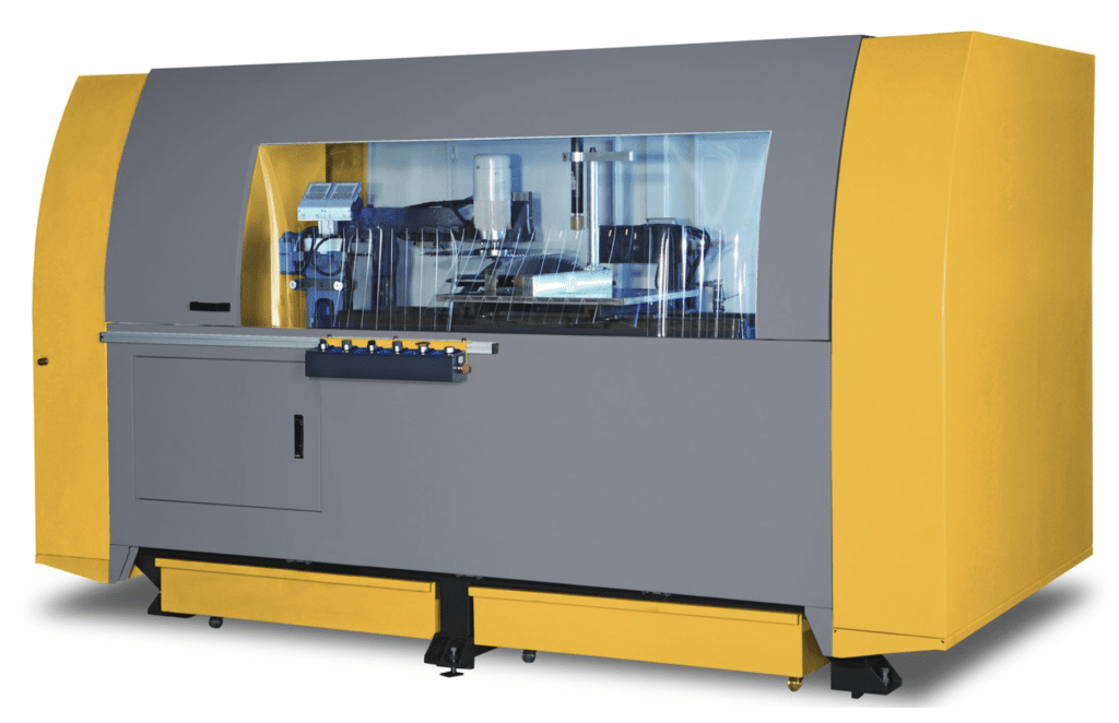 PMI-LJK 600NC Notching Saw, large capacity aluminum profile notcher, 8.67 inch CNC profile notching saw and servo table aluminum notcher.