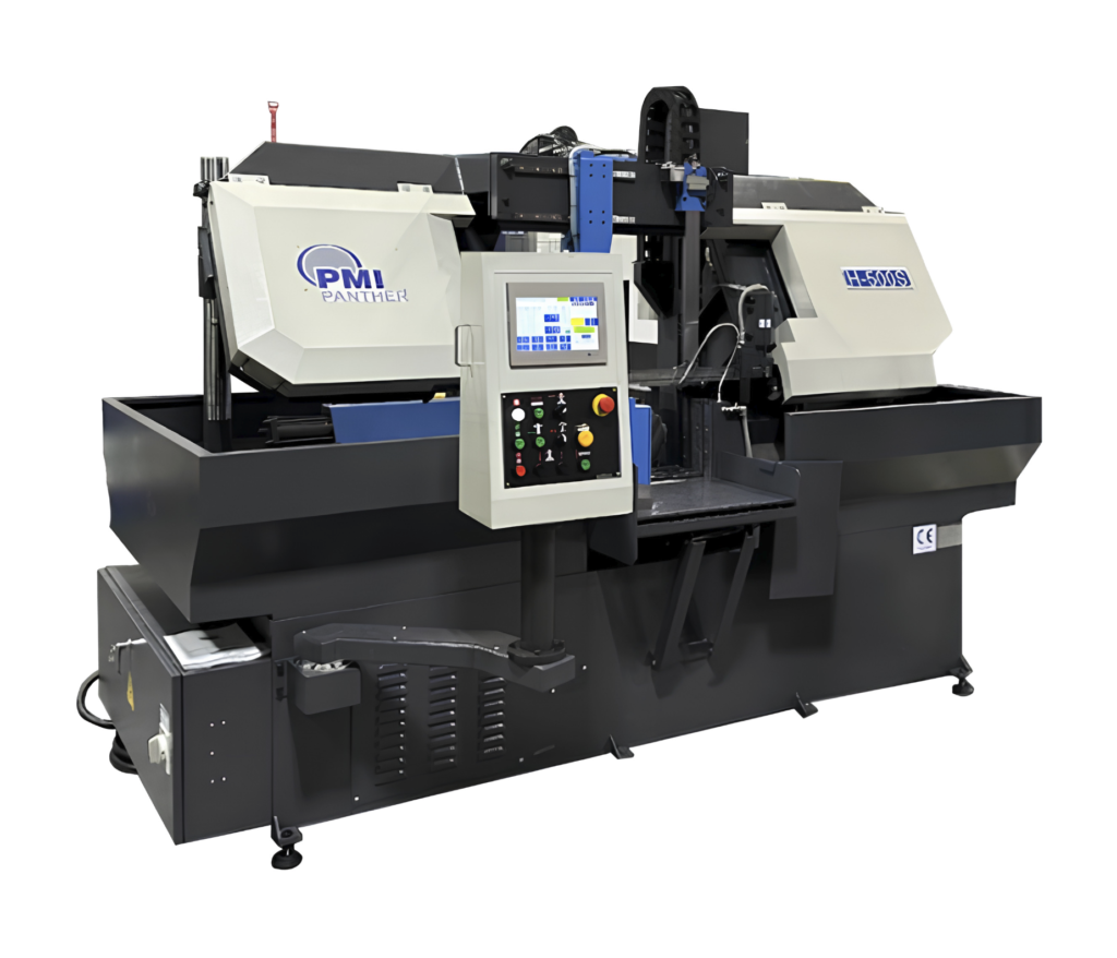 PMI Panther H-500S, an automatic industrial bandsaw with 20-inch cutting capacity and heavy-duty dual-column construction for metal stock.